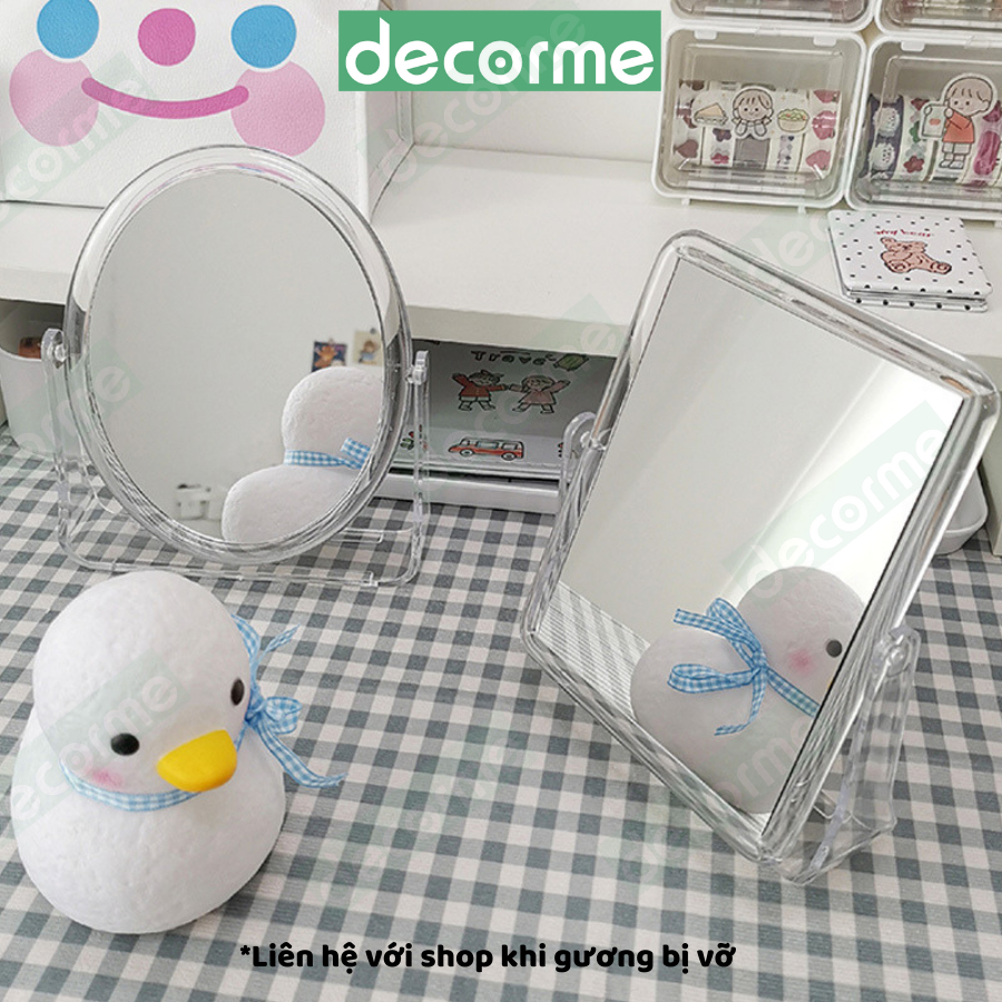 Gương soi để bàn gấp gọn mini Decorme gương trang điểm nhiều màu dễ thương phụ kiện văn phòng phẩm