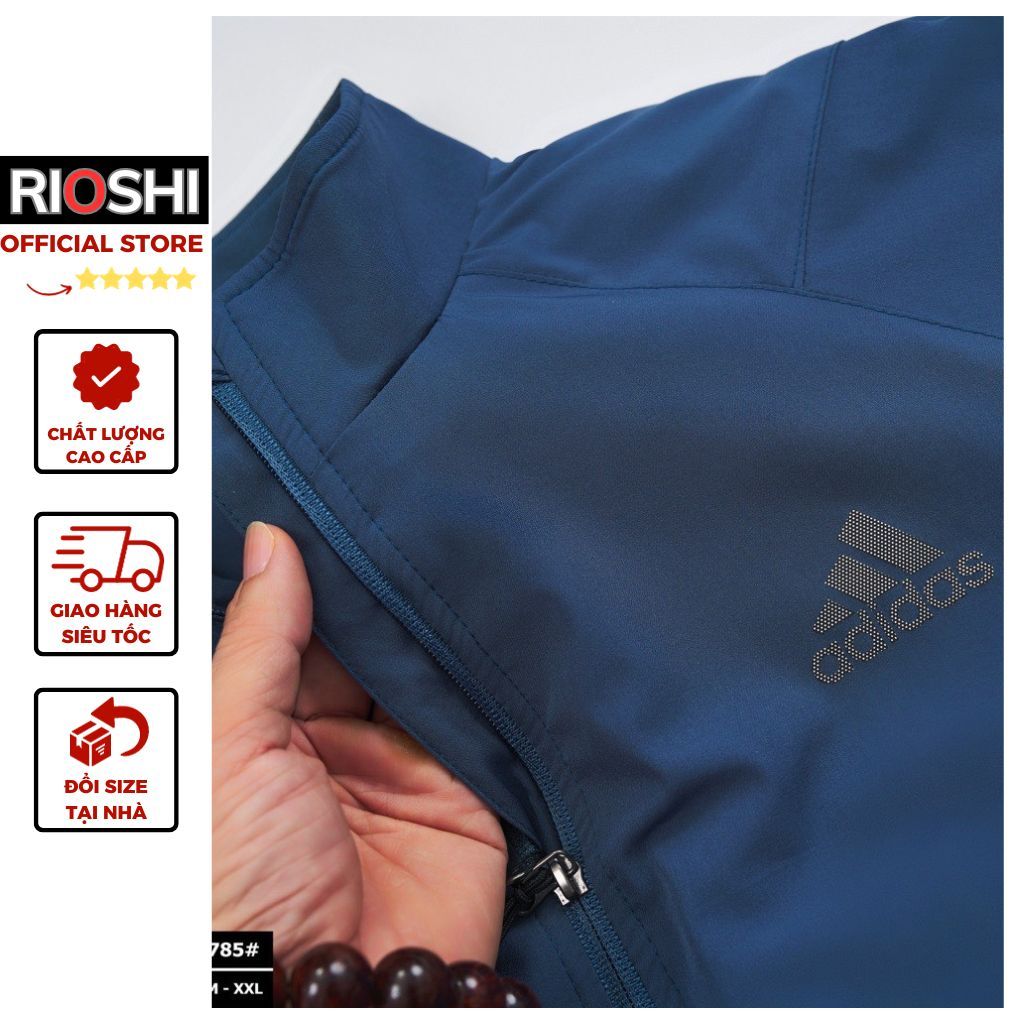 Áo khoác Adidas nam cao cấp hai lớp trần bông dày dặn siêu ấm Rioshi RD2785 - Áo khoác gió nam thu đông Hàng Hiệu