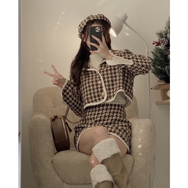 Set dạ Tweed tặng kèm mũ nồi - Retrostyle - Setda506_P4K18