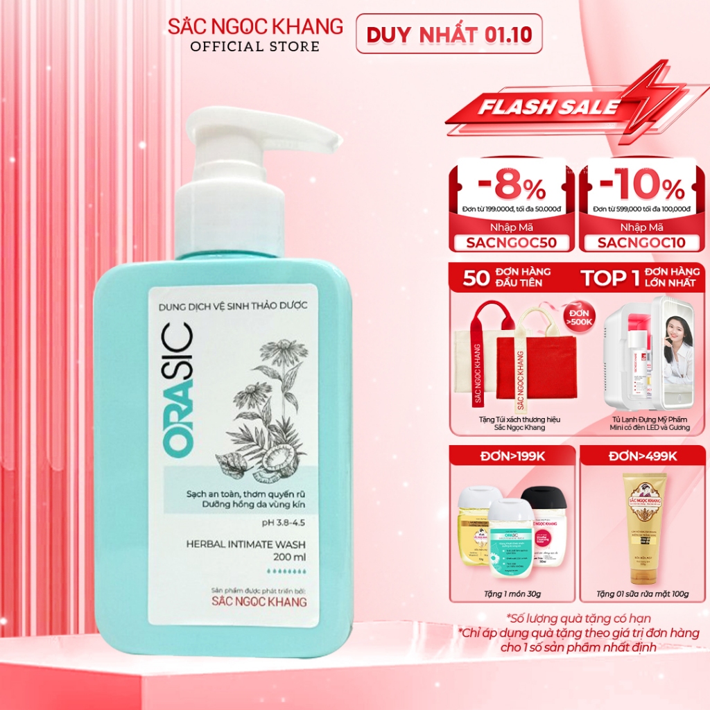 Dung dịch vệ sinh phụ nữ ORASIC Sắc Ngọc Khang_Tinh chất lá trầu không 200ml