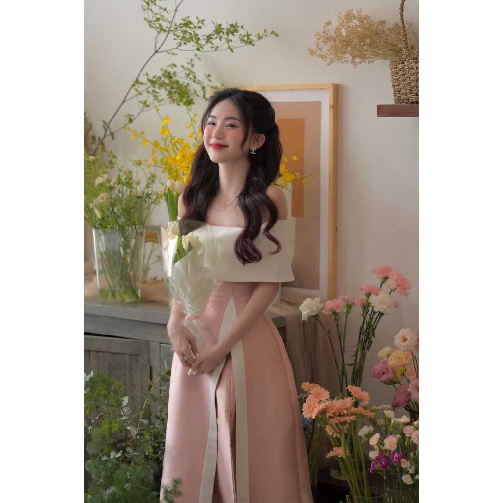 Đầm váy nữ thiết kế, váy trễ vai tiểu thư cho các nàng thơ