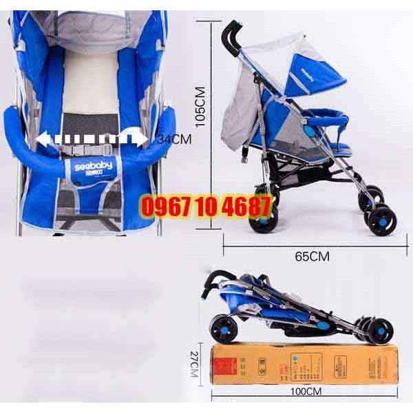 Xe đẩy du lịch gấp gọn cho bé lưới thoáng mát Seebaby S02-1
