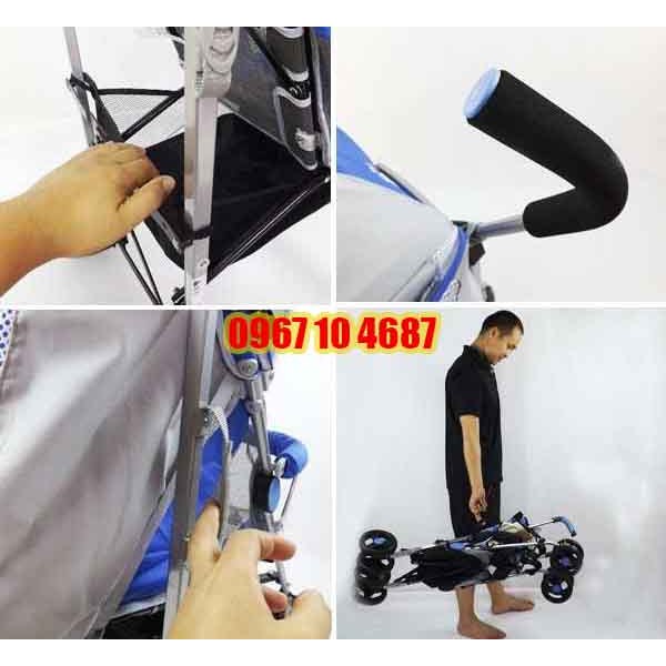 Xe đẩy du lịch gấp gọn cho bé lưới thoáng mát Seebaby S02-1