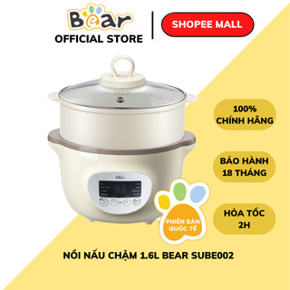 Nồi nấu chậm Bear SUBE002 1.6L, Bản Tiếng việt, Kèm Lồng Hấp, 8 Chế độ nấu, Chính Hãng, BH 18 Tháng
