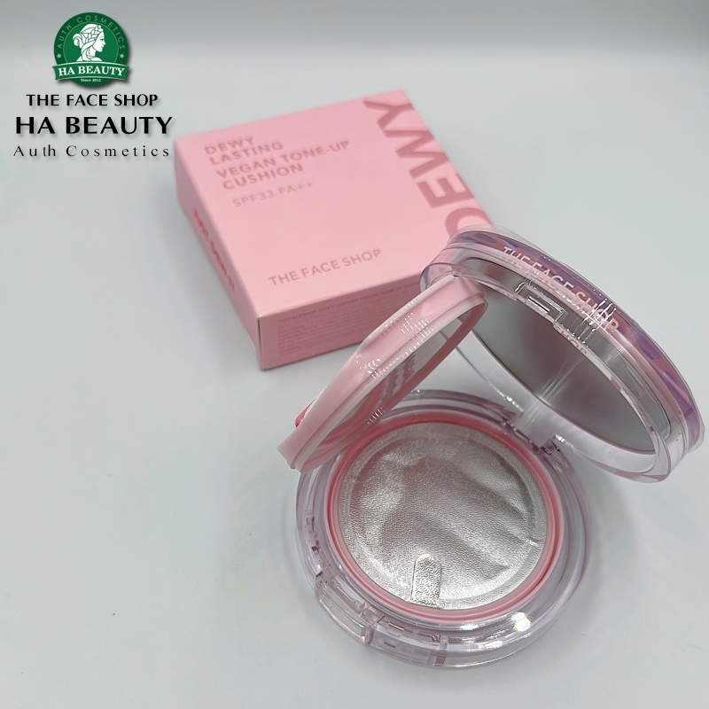 Phấn nước nâng tông dưỡng da Lâu trôi Hàn Quốc 2023 THE FACE SHOP DEWY LASTING VEGAN TONE-UP CUSHION SPF33+ PA++