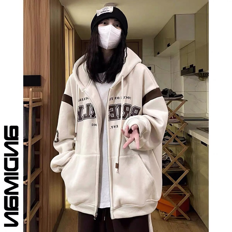 Áo khoác nỉ form rộng mũ hai lớp - RLYS