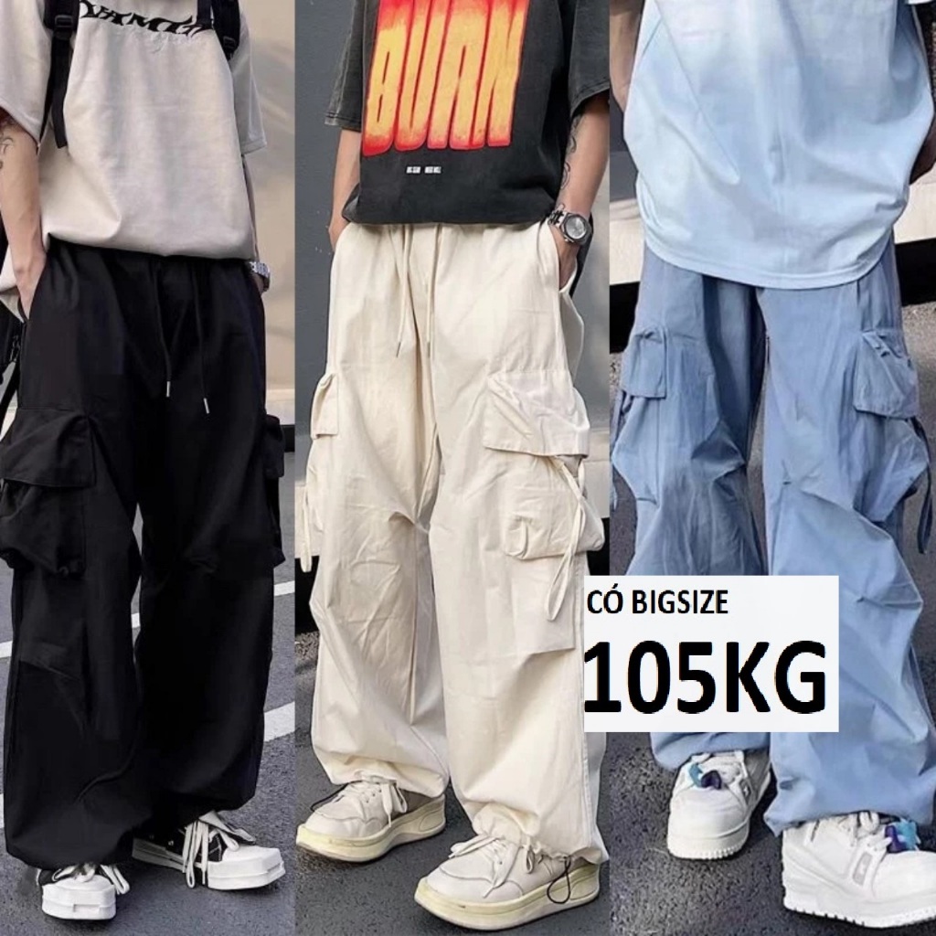 Quần Kaki Túi Hộp Ống Rộng Nam, Vải dày đẹp cao cấp, Kiểu Dáng Cá Tính Ngầu lòi, Có bigsize 105Kg
