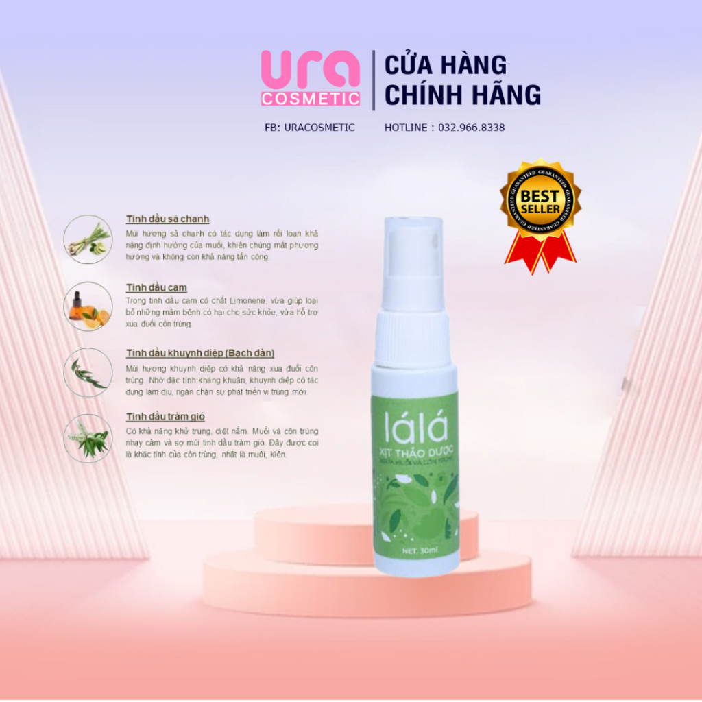 Xịt thảo dược Lá Lá Laco đuổi côn trùng
