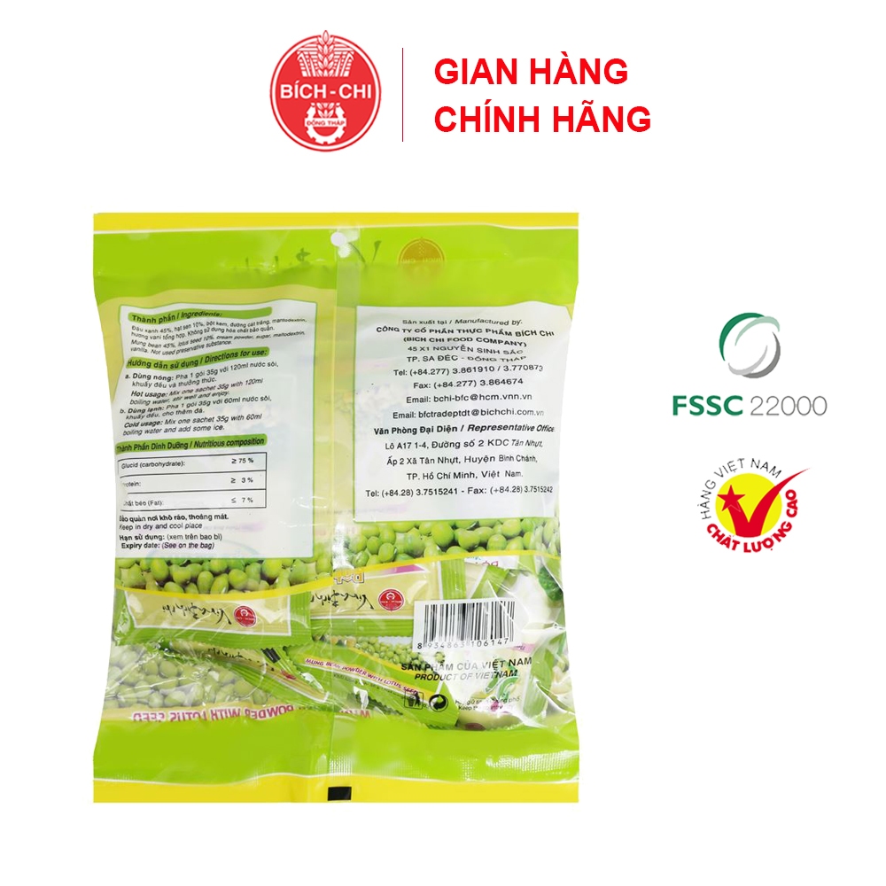 Combo 5 Gói Bột Đậu Xanh Hạt Sen Bích Chi