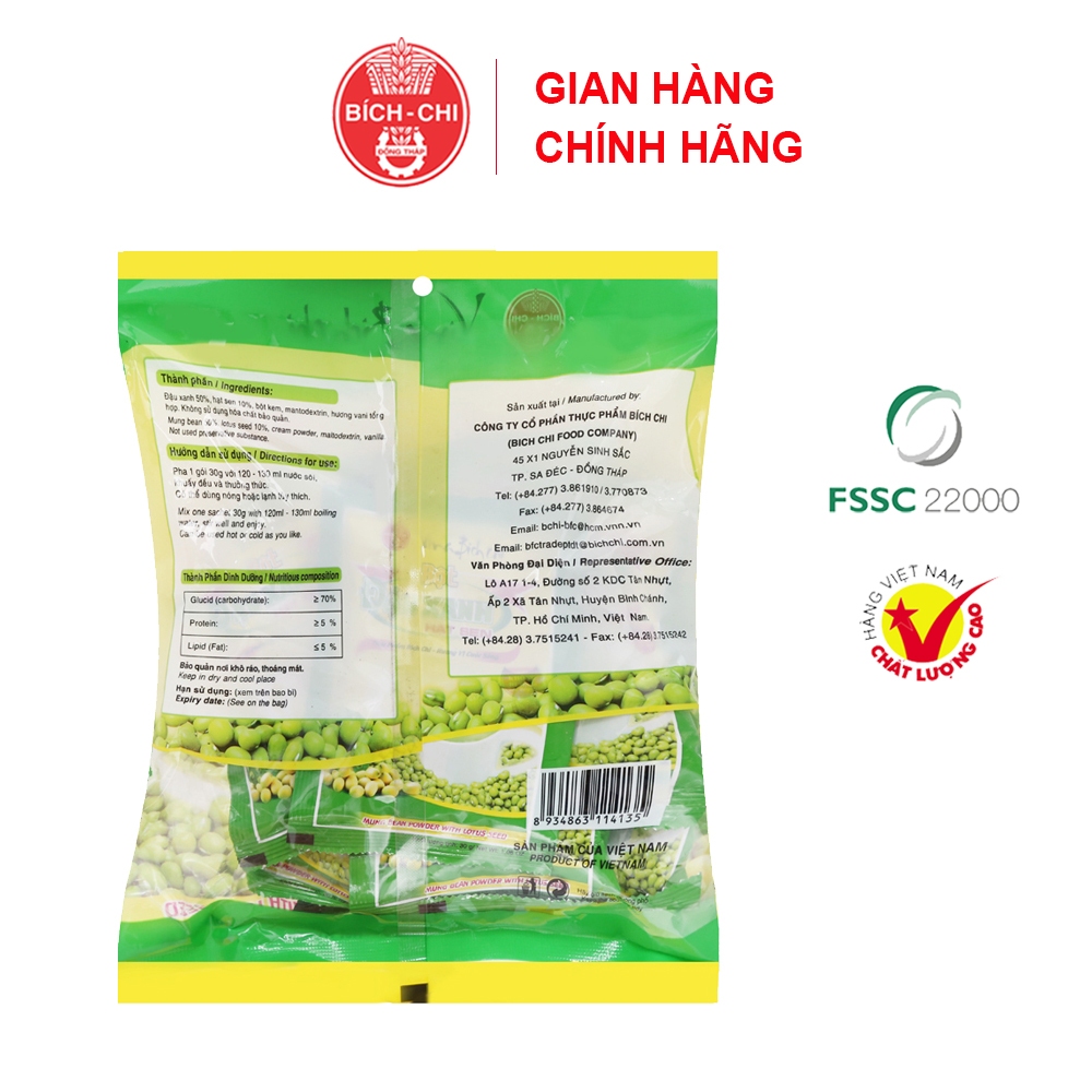 Combo 5 Gói Bột Đậu Xanh Hạt Sen Bích Chi