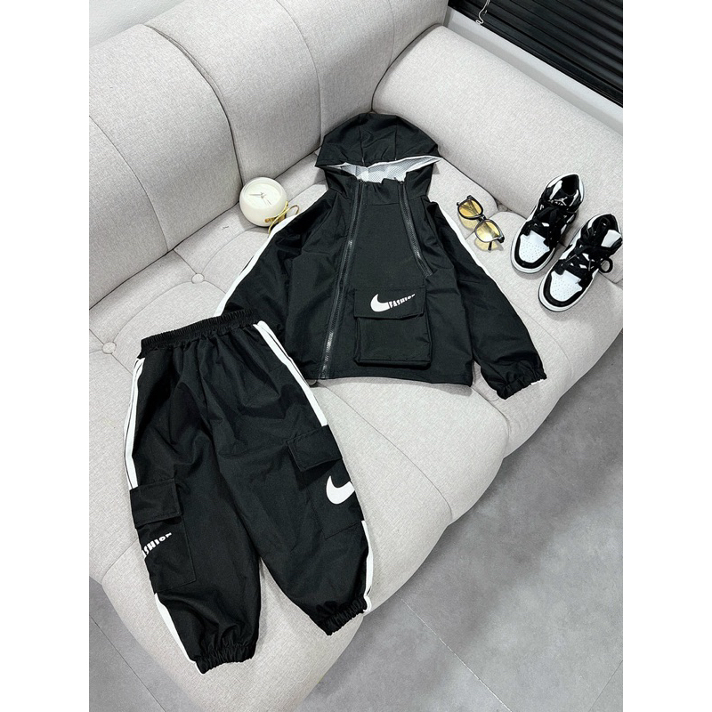 Bộ quần áo thu đông kaki gió túi hộp bo gấu cho bé trai