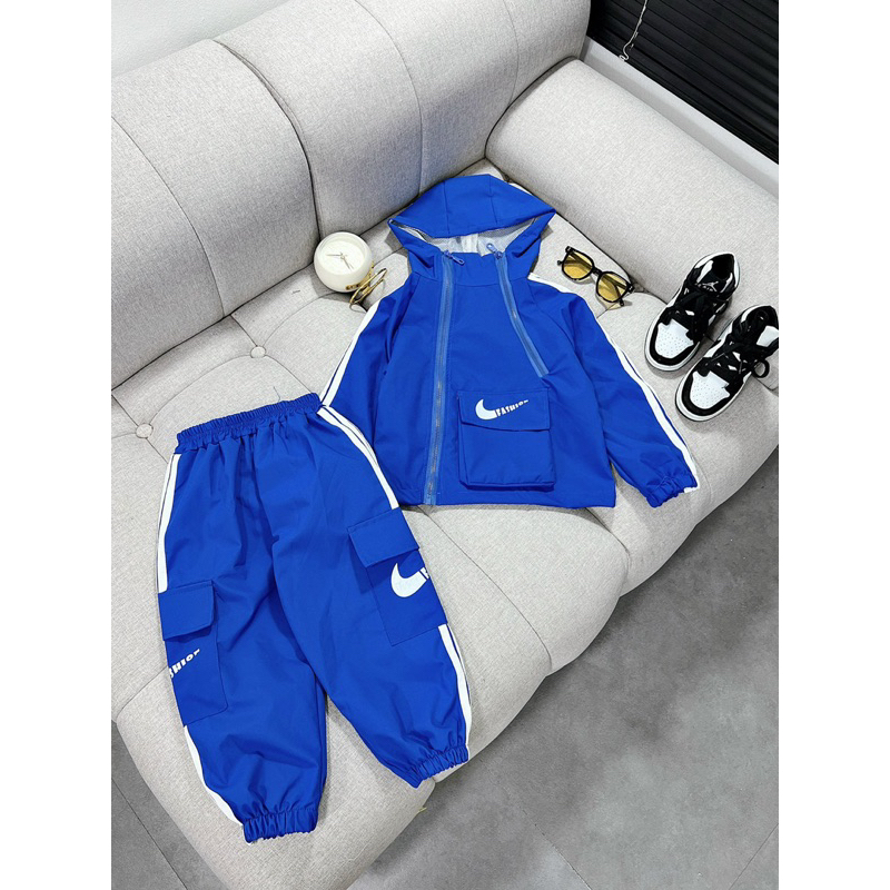 Bộ quần áo thu đông kaki gió túi hộp bo gấu cho bé trai