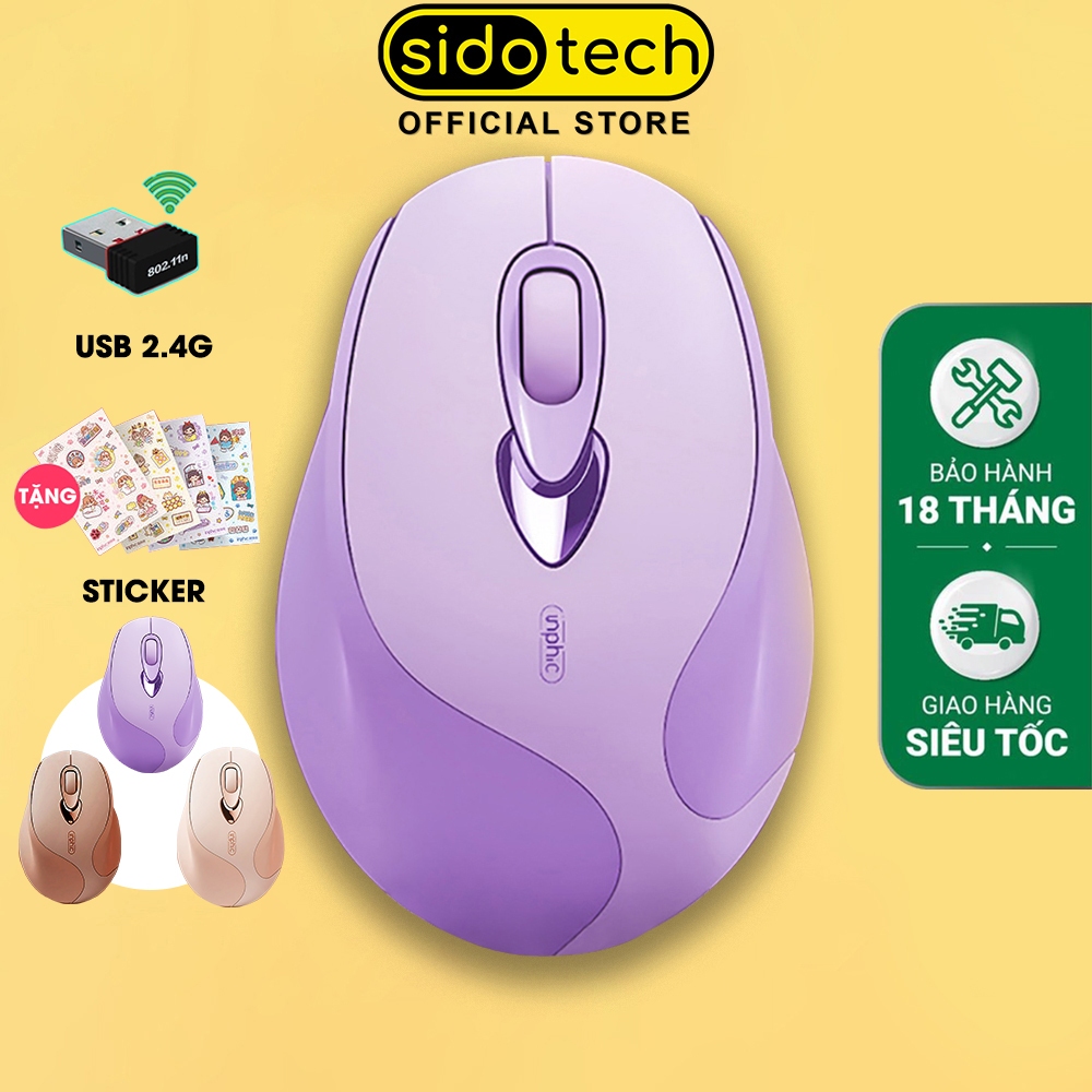 Chuột không dây bluetooth cute SIDOTECH M8 pin sạc chống ồn silent công thái học siêu nhạy dễ thương cho laptop máy tính