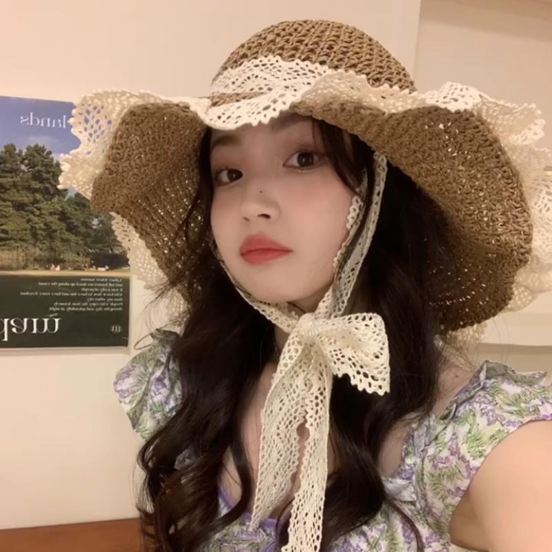 Mũ cói  mềm handmade phối ren siêu xinh