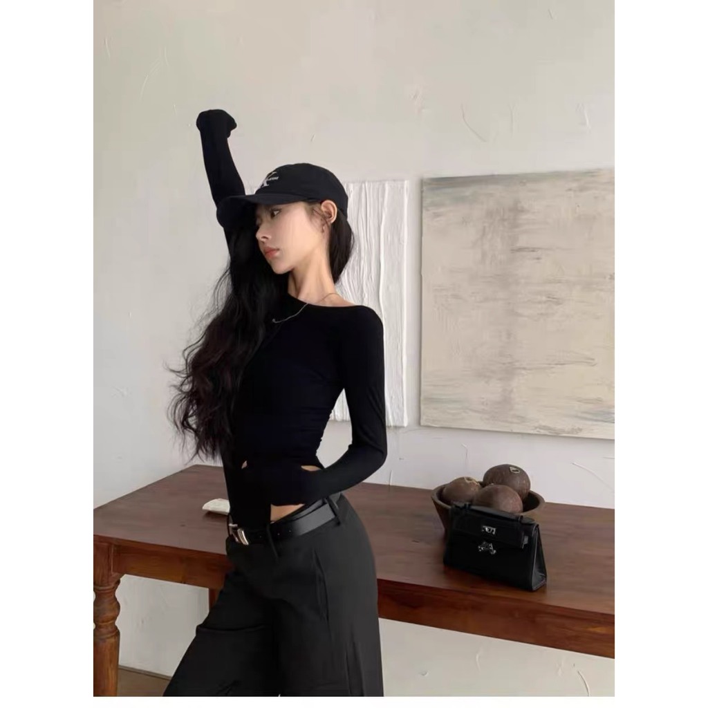 Bodysuit Tay Dài Hở Lưng RANSHI Kiểu Dáng Ôm Sát Tôn Body Áo Liền Thân Khoét Eo Cao Chất Thun Tăm Co Giãn - RBS031