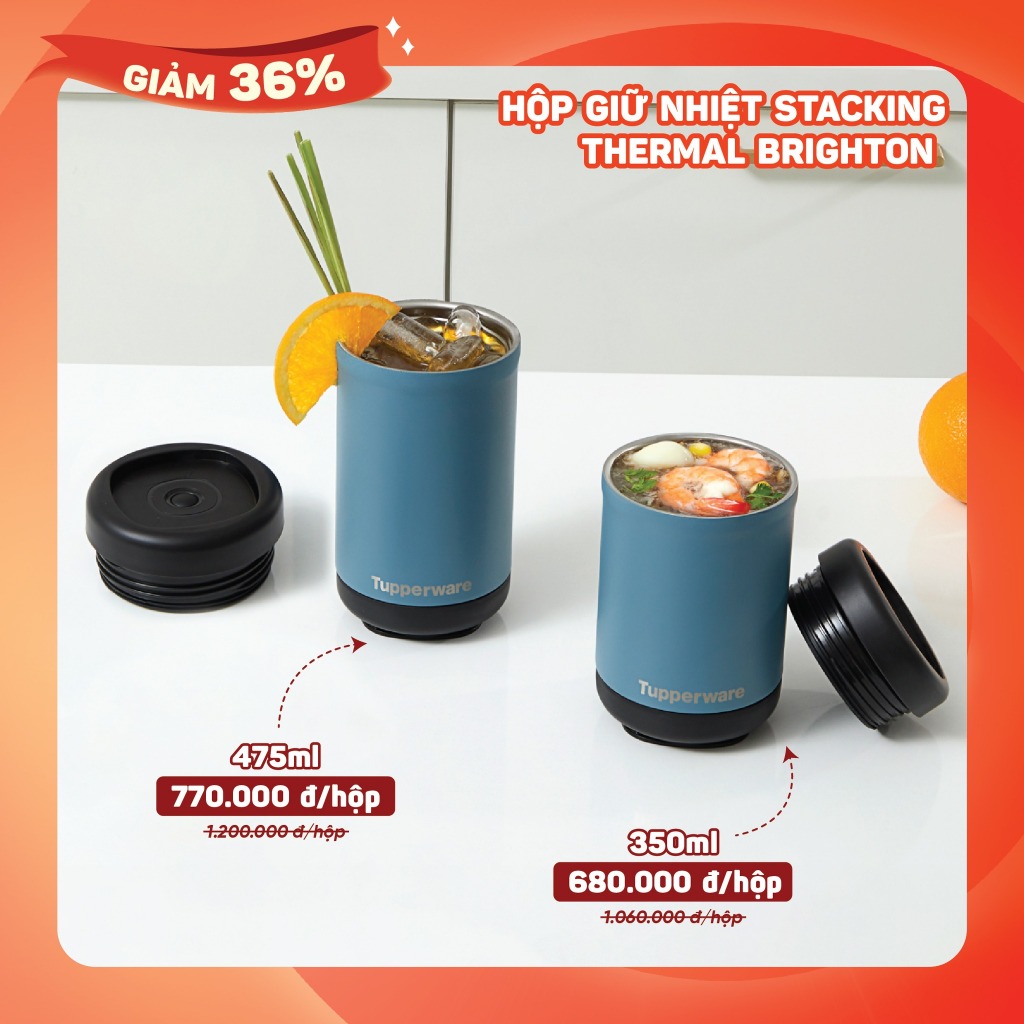 Hộp giữ nhiệt Tupperware Stacking Thermal - Màu mới