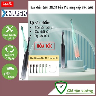 Bàn Chải Điện XMUSK Sonic Pro Bản Nâng Cấp Đặc Biệt, Chống Nước IPX7 Chải Sạch Tới 10X (Kèm 3 Đầu Chải & Cáp Sạc DC)