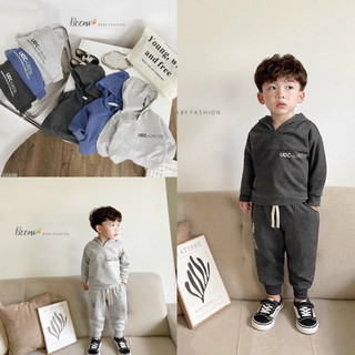 SET BỘ HOODIE NỈ DA CÁ IN CHỮ CHO BÉ