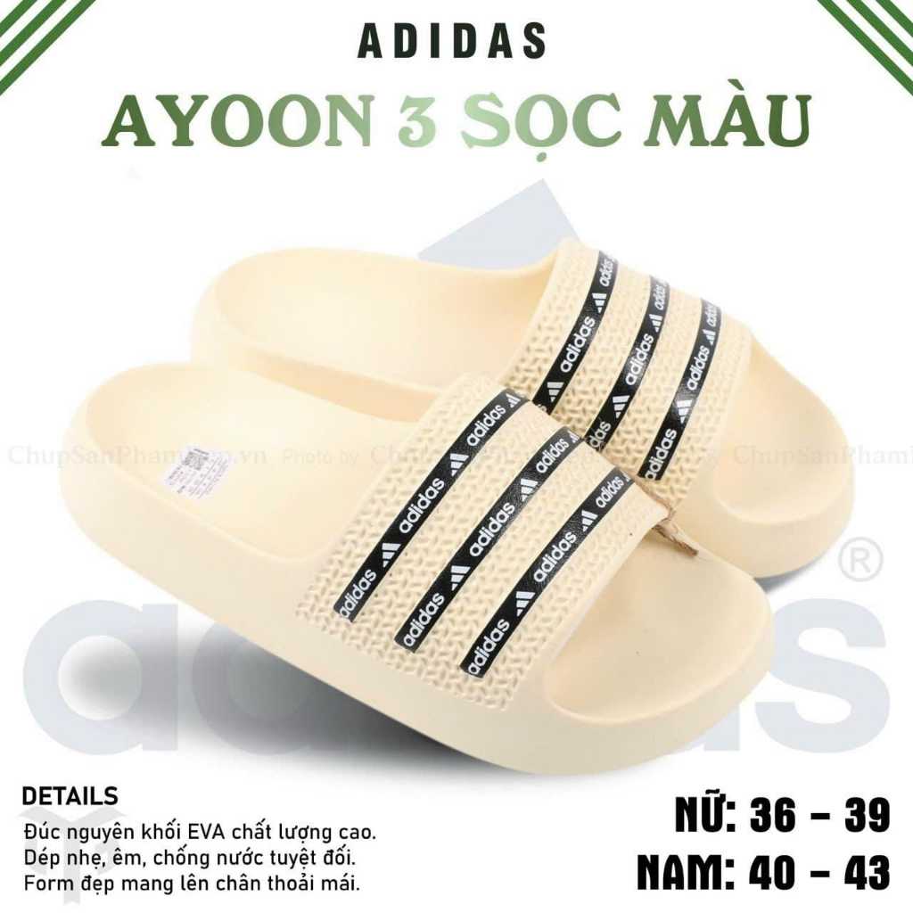 "Chính Hãng" Dép Adidas Adilette Ayoon In Logo Adidas Thời Trang Nam Nữ, Đế Cao Su EVA 2 Màu Siêu Nhẹ, Mẫu Mới Hot Trend