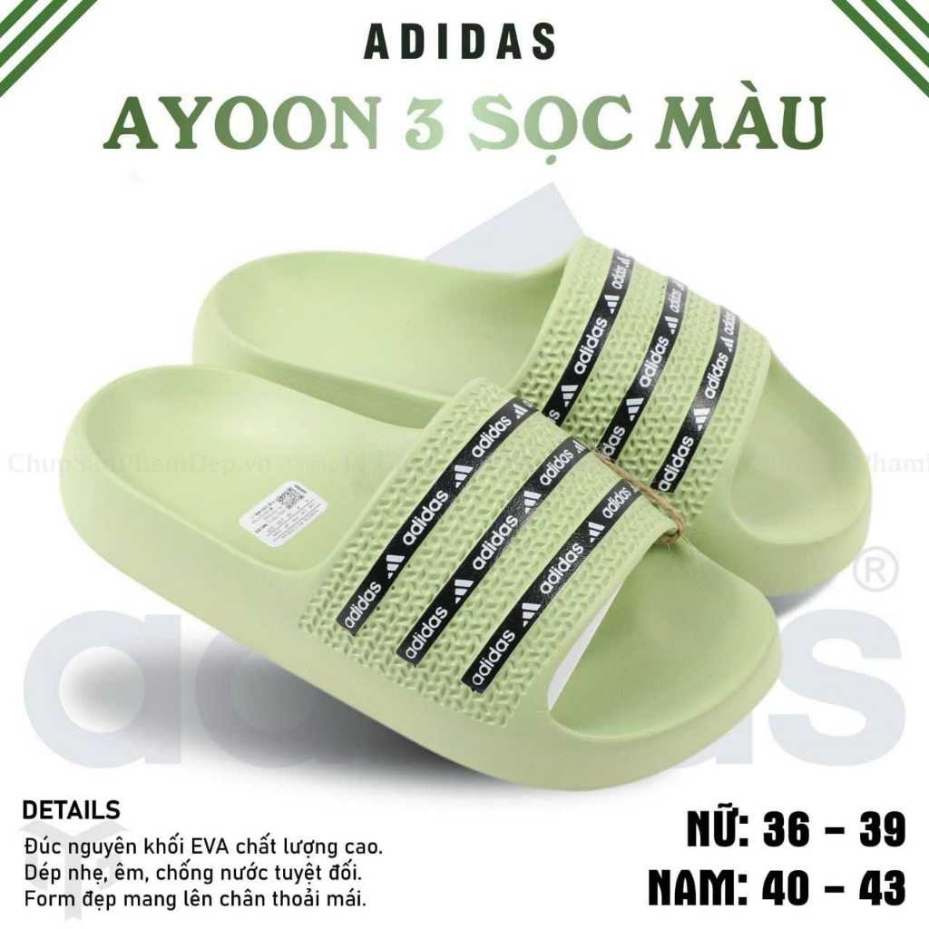 "Chính Hãng" Dép Adidas Adilette Ayoon In Logo Adidas Thời Trang Nam Nữ, Đế Cao Su EVA 2 Màu Siêu Nhẹ, Mẫu Mới Hot Trend