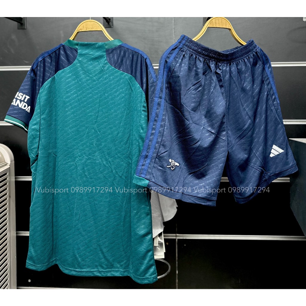 Set bộ quần áo bóng đá thể thao nam nữ vải thái clb arsenal sấn khách màu xanh rêu 2023 2024