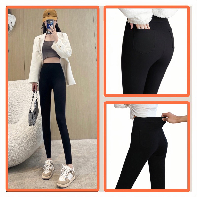 Quần legging nữ đẹp lưng cao tôn dáng chất vải thun cotton dẻo co giãn 4c có 2 túi trước và 2 túi sau, dài quần 88-90cm
