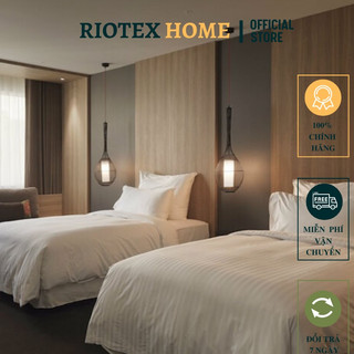 Bộ 3 món Ga Gối Cotton RIOTEX, Trắng Sọc Cao Cấp cho Gia Đình, Khách Sạn,... nhiều kích thước S1