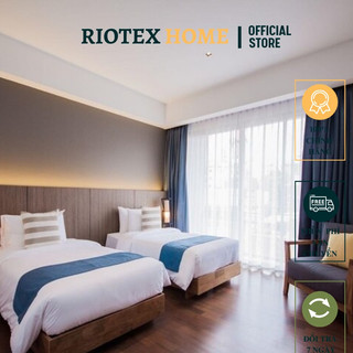 Bộ 3 Ga Gối RIOTEX HOME - Cotton Trắng Trơn cho Nệm cao 5 - 15cm dành cho Gia Đình,Khách Sạn,Spa