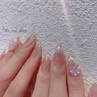 Móng giả thiết kế, mẫu mắt mèo form tròn nhọn, nail văn phòng, Nail Hàn Nhật Trung