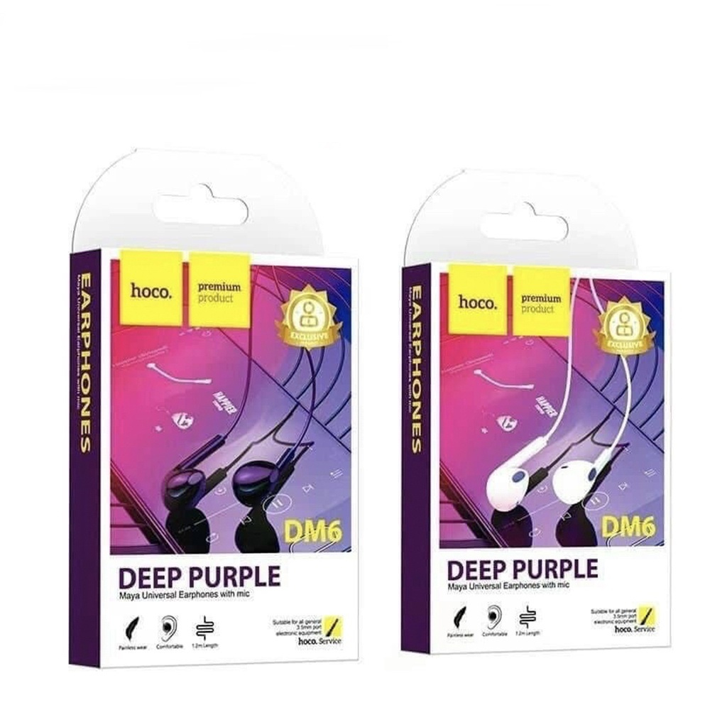 Tai nghe nhét tai  jack 3.5mm Hoco DM6 dây dẻo kèm microphone chất liệu cao cấp dài 1.2M