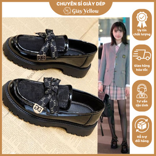 Giày lolita nữ giày oxford đốc thời trang 💖 Có Ảnh Thật💖 giày búp bê NƠ LƯỚI da bóng 2022