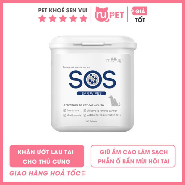 Khăn ướt lau tai SOS cho thú cưng - lau tai cho chó mèo