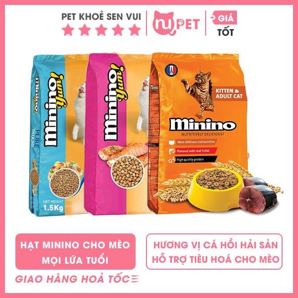 Thức ăn hạt Minino cho mèo mọi lứa tuổi Nupet | Hạt dinh dưỡng Minino cho mèo