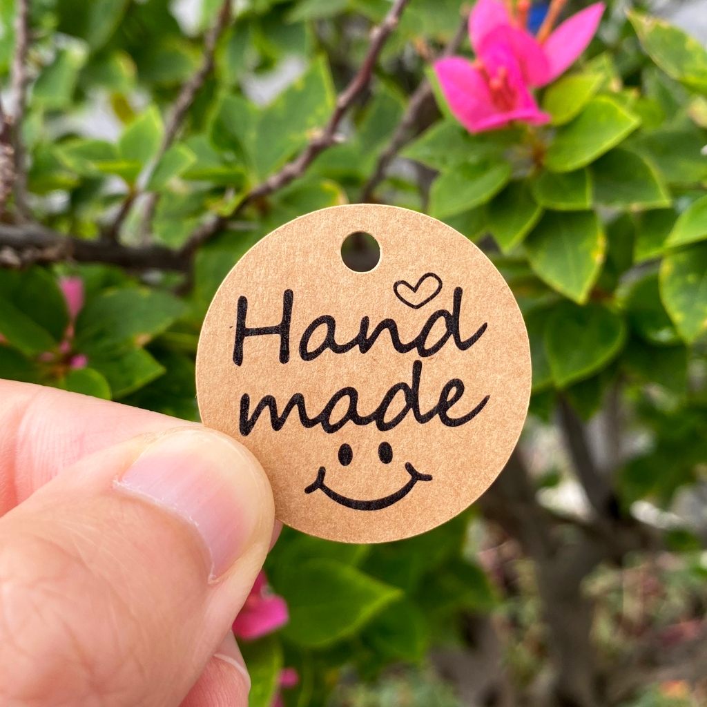 100pcs,Thẻ Tag Giấy Kraft / Trắng Treo Handmade tag_ làm bằng tay tag 35mm