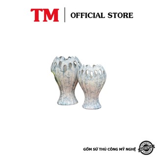 Lọ hoa,bình cắm hoa bàn tay phật men vân đá độc đáo-Xưởng Gốm TM-TILY