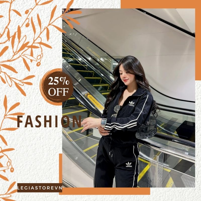 Bộ nữ sét thể thao thu đông chất vải gió 2 lớp, hàng VNXK.Sét bộ gió thể thao Adidas siêu sang siêu đẹp
