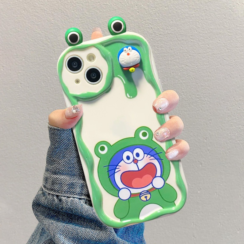 Ốp lưng iphone Viền Nổi Cạnh Sóng gắn tai Ếch xanh do.raemon cho 6s/6splus/7/7plus/8/8plus/x/11/12/13/14/max/prm xx61