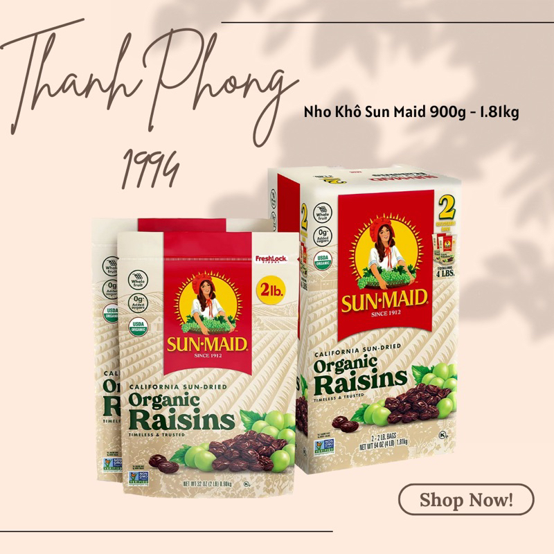 DATE 6.2024 Nho khô cao cấp Sun Maid MỸ ĐI AIR