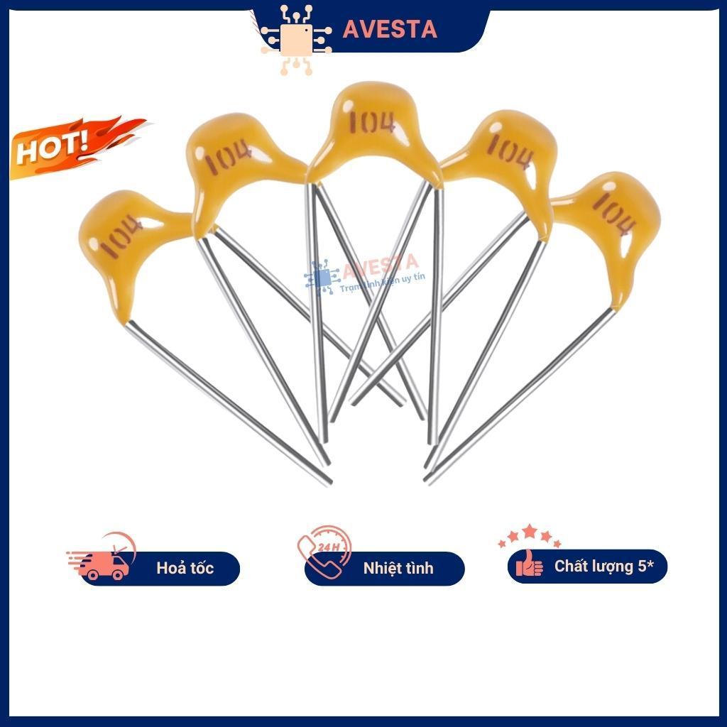 Tụ sứ vàng 104 100nF 0.1uF 50V chất lượng tốt  chính hãng Avesta