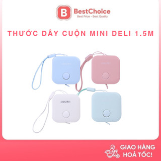 Thước dây cuộn mini tự động deli 1.5m có 2 đơn vị đo cm/inch | 79650