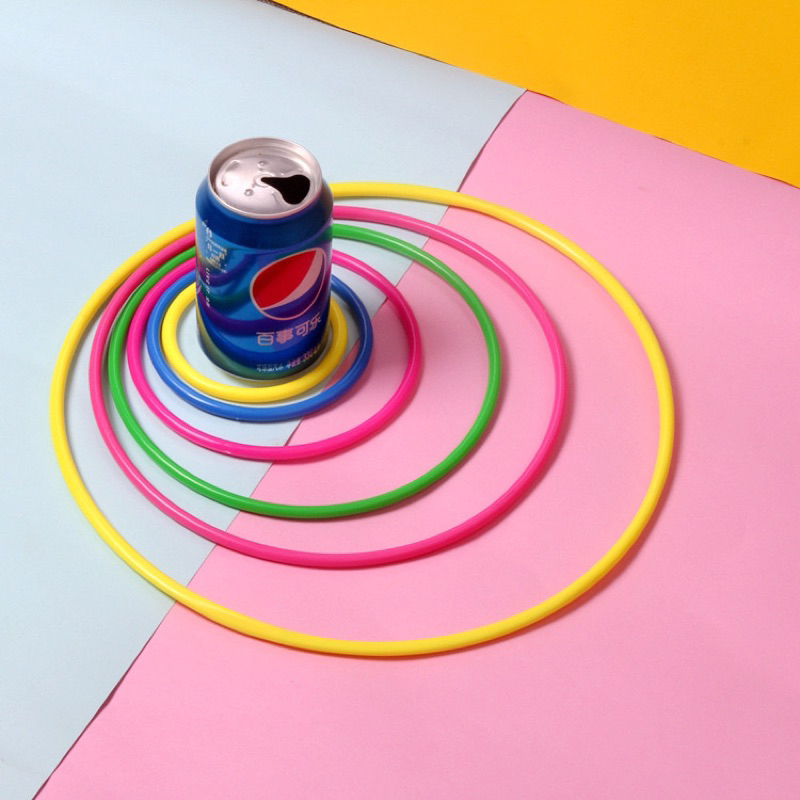 Trò chơi set 10 vòng ném cho bé bằng nhựa nhiều màu, trò chơi vận động ném cổ chai, ném xa