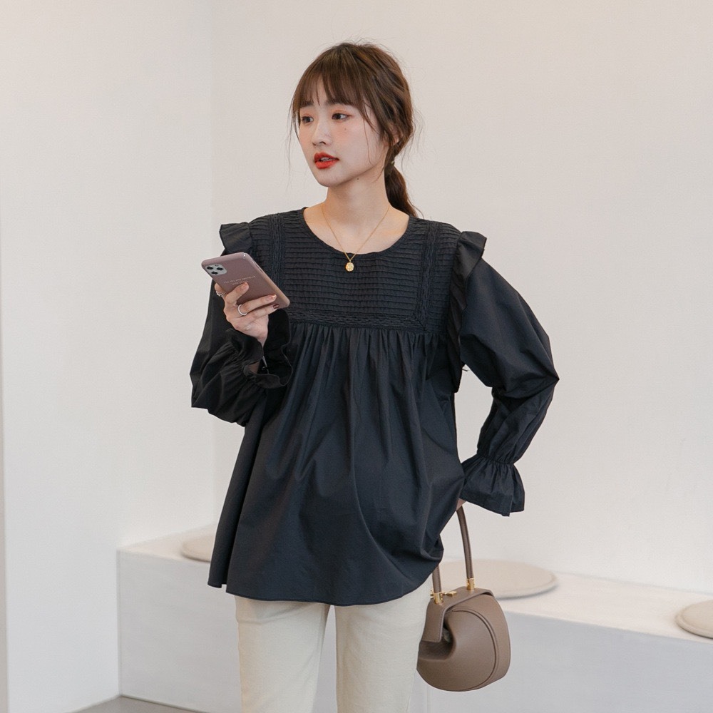 Áo bầu thời trang chất thô mềm thiết kế dài tay siêu đẹp cho mẹ bầu mặc mùa thu AD137