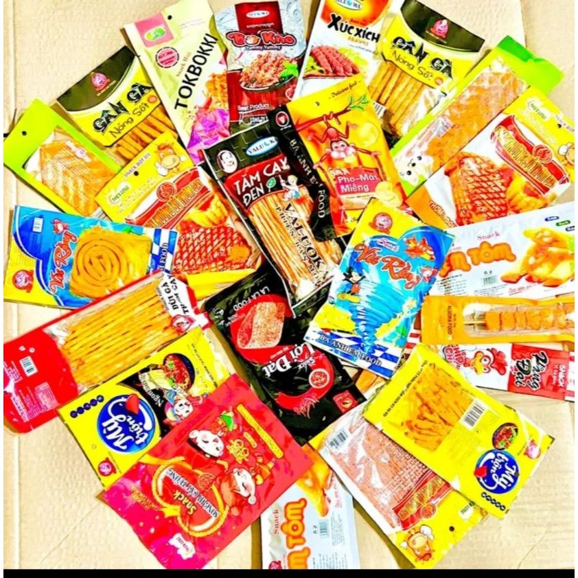 COMBO 10 Tăm que cay tẩm vị ăn liền snack bim bim nhiều loại Hằng Đại/Thế Giai Việt Nam 20g-30g