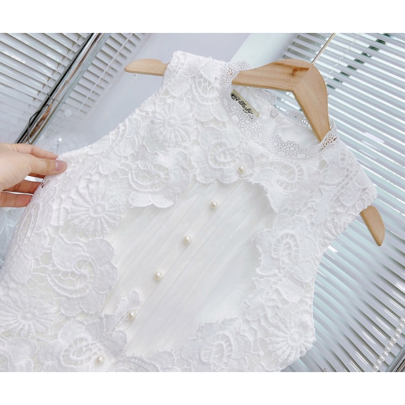 Đầm maxi phối ren hoa nổi