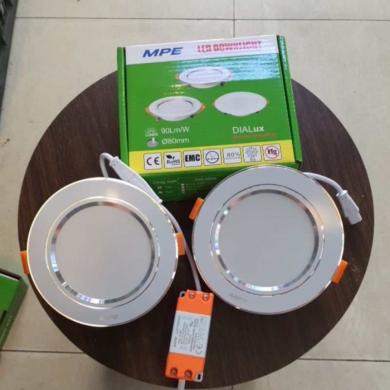 Đèn downlight âm trần viền bạc MPE chính hãng 5w-7w-9w chính hãng