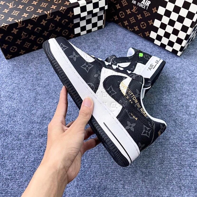 Giày AF1 LV Bản Cao Cấp Vân chìm sắc nét Giày Thể Thao Ni_ke Af1 Vân đen trắng 2 lớp Ari forceOne