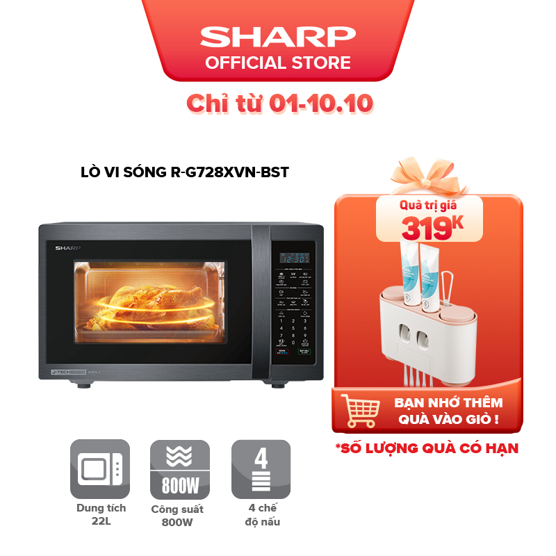 Lò Vi Sóng Kết Hợp Nướng Sharp R-G728XVN-BST J-Tech Inverter