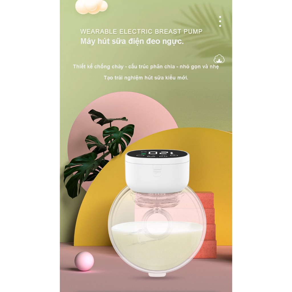 Máy Hút Sữa Không Dây Rảnh Tay Cao Cấp Máy Hút Sữa Đơn Massage Kích Sữa Máy Vắt Sữa Thông Minh Êm Ái Sạc Pin Tiện Lợi