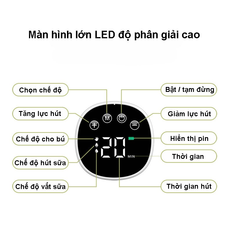 Máy Hút Sữa Không Dây Rảnh Tay Cao Cấp Máy Hút Sữa Đơn Massage Kích Sữa Máy Vắt Sữa Thông Minh Êm Ái Sạc Pin Tiện Lợi