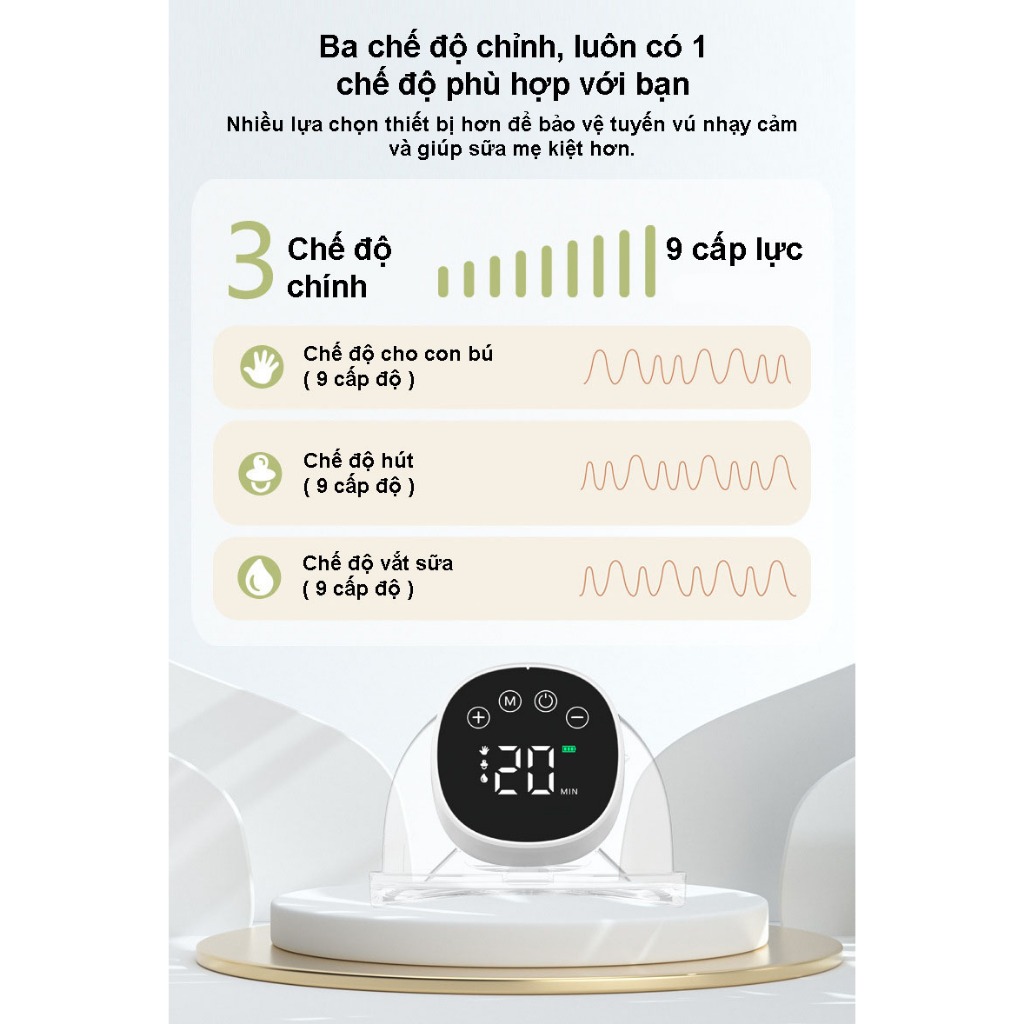 Máy Hút Sữa Không Dây Rảnh Tay Cao Cấp Máy Hút Sữa Đơn Massage Kích Sữa Máy Vắt Sữa Thông Minh Êm Ái Sạc Pin Tiện Lợi
